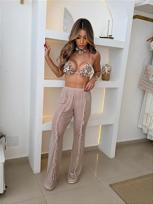 Calça Jessica Tule Bege