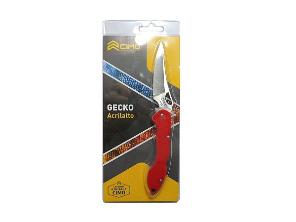 Canivete Gecko Inox Cabo de Acrilato Vermelho - Cimo