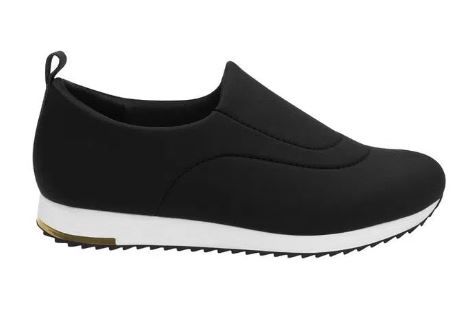 Tênis Usaflex Slip On Elastano Preto / Preto