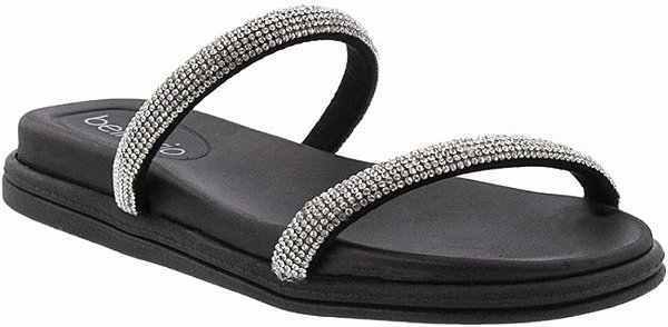 Chinelo Beira Rio Slip On Flat Strass Camurça 8488.105