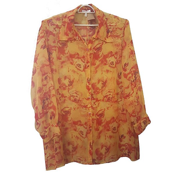 Camisa Feminina de Chiffon Tamanho 52 Plus Size