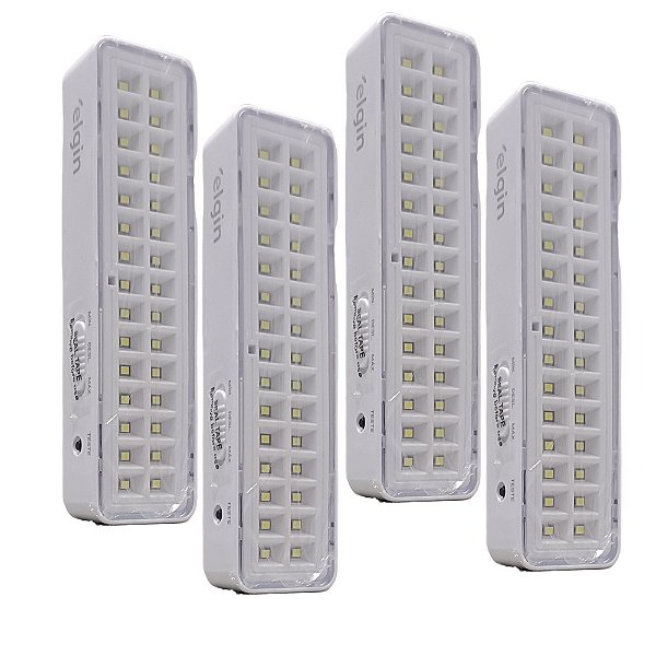 4 Luminárias de Emergência Bivolt Bateria Recarregável Elgin