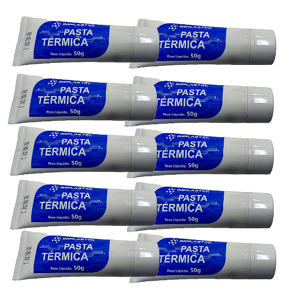 10 x Pasta Térmica Branca Implastec Bisnaga 50g  Alto Rendimento