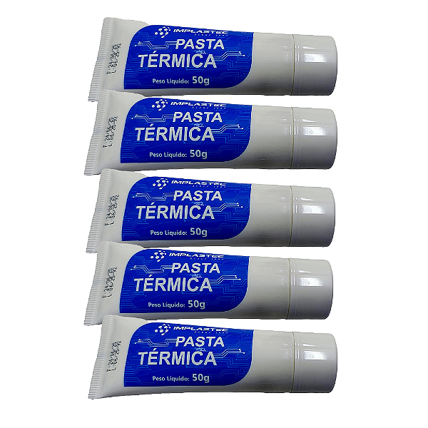 5 x Pasta Térmica Branca Implastec Bisnaga 50g  Alto Rendimento