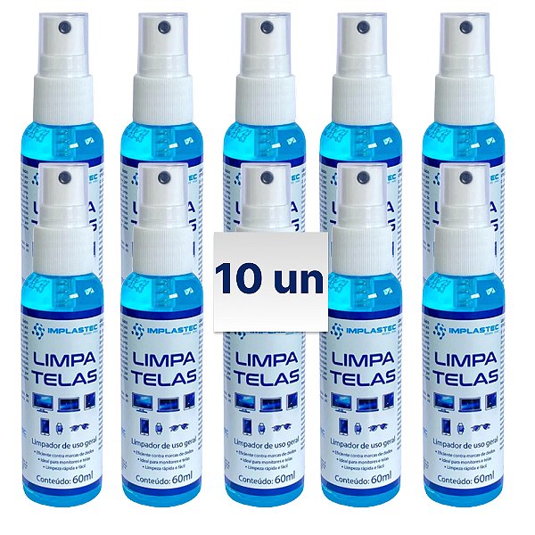 10 Limpadores  Tela Profissional Anti Marcas Implastec 60ml