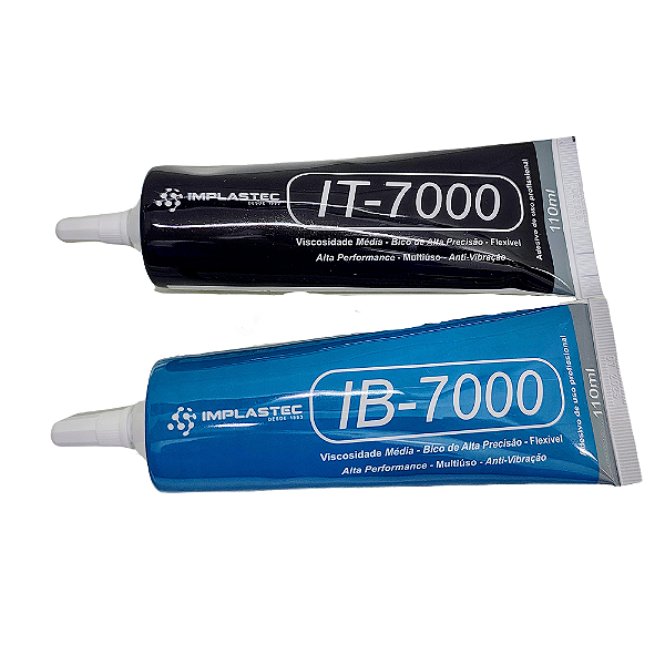 Kit Cola Profissional Implastec IT-7000 (Preta) + IB-7000 (Incolor) - 110ml
