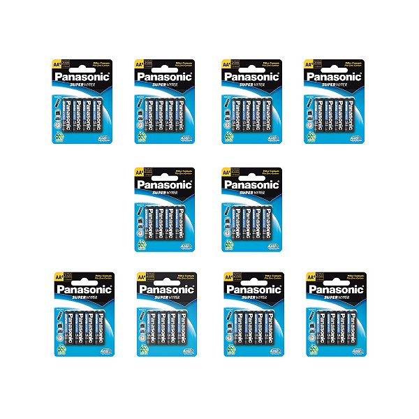 40 Pilhas Panasonic Super Hyper AA  Comum  Pequena 1.5V