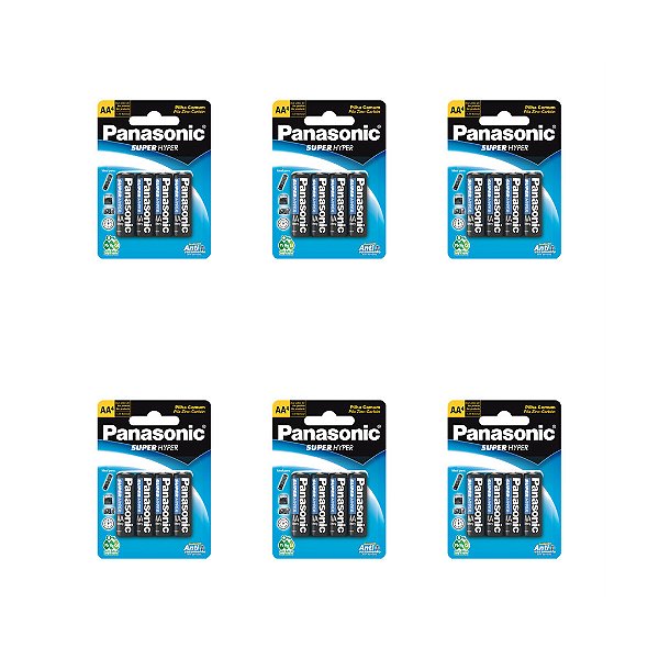 24 Pilhas Panasonic Super Hyper AA  Comum  Pequena 1.5V
