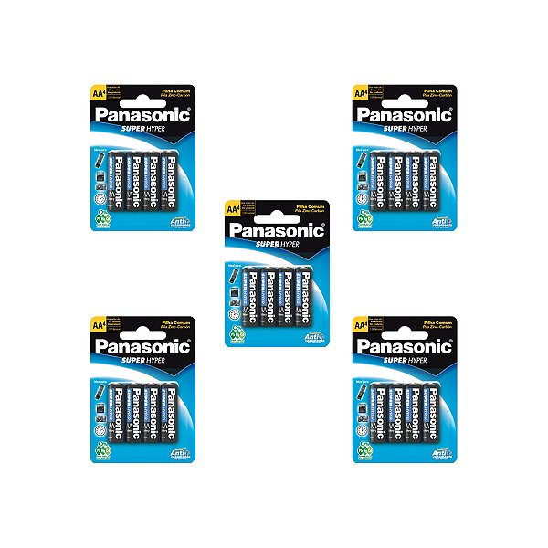 20 Pilhas Panasonic Super Hyper AA  Comum  Pequena 1.5V