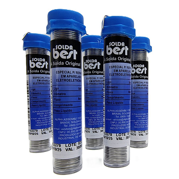 Kit 5 Tubos de Estanho Solda Best 1mm 25g  63/37