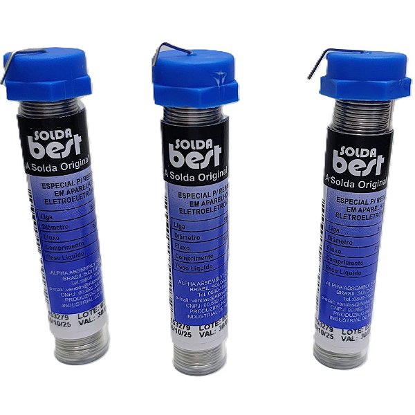 Kit 3 Tubos de Estanho Solda Best 1mm 25g  63/37