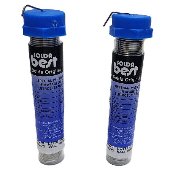 Kit 2 Tubos de Estanho Solda Best 1mm 25g  63/37