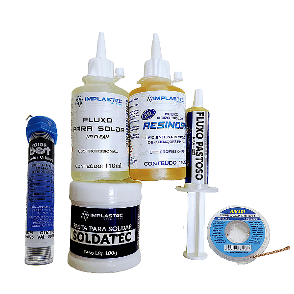 Kit Solda Microeletrônica Celular Fluxo No Clean Pasta Fita