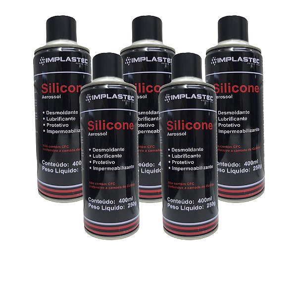 Kit 5 Silicone Aerossol Implastec 400ml – Uso Profissional