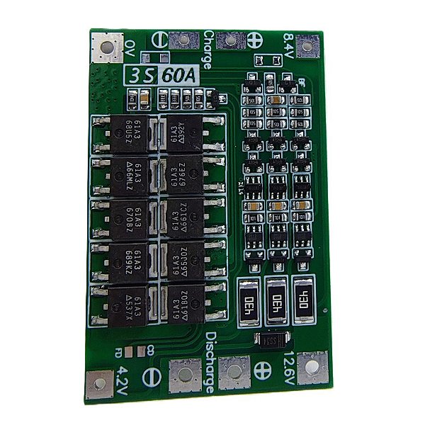 Placa BMS 3S 60A 12.6V Com Balanceamento