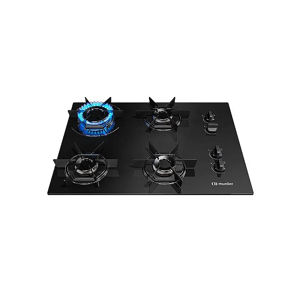 Cooktop 4 Bocas Gás MuellerTampo de Vidro Ultra Chama Bivolt