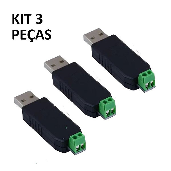3 Adaptadores Seriais Conversor Usb 2.0 P/ Rs485 2 Pinos