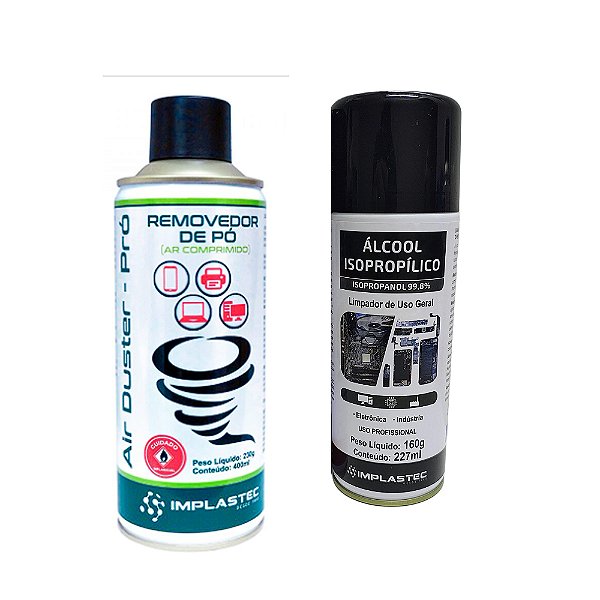 Kit Implastec Spray Manutenção Isopropanol + Air Duster