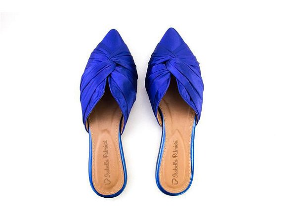 Mule de Cetim Azul Anil - Isabella Palmieri