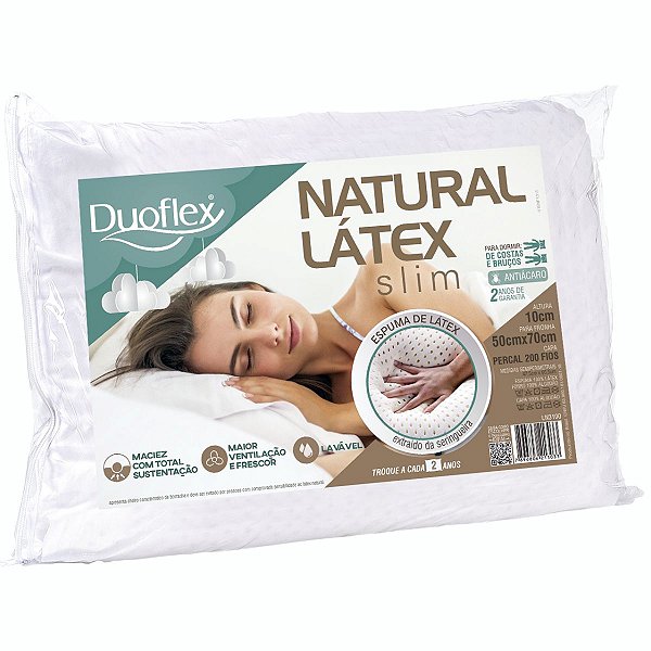 Travesseiro Natural Látex Slim Perfil Baixo 50X70X10cm Duoflex
