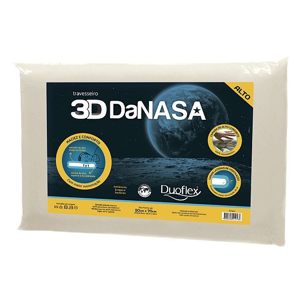 Travesseiro Nasa 3D Perfil Baixo 50x70x13cm Duoflex
