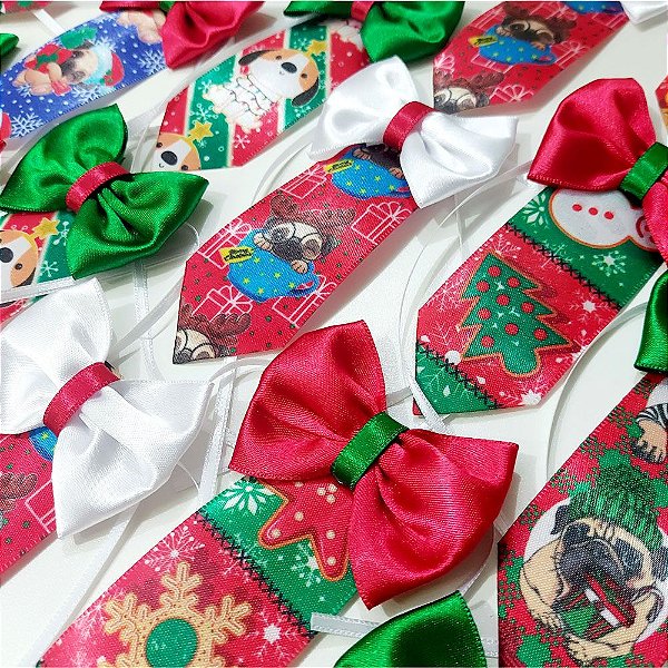 Gravata Borboleta Social Estampado de Natal - 10 unidades