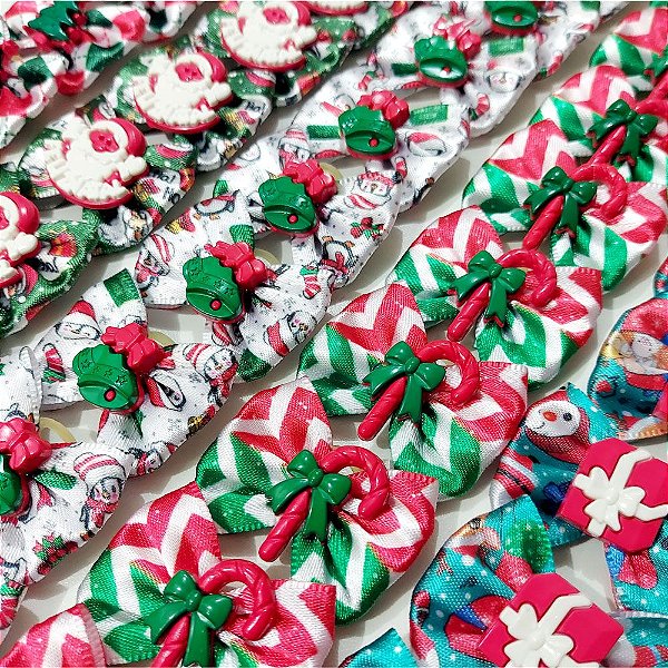 Laço Borboleta Estampado Botão de Natal - 10 unidades