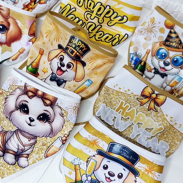 Bandanas Tecido Estampado Ano Novo - 10 unidades