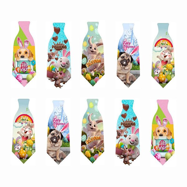 Gravata Social Couro Sintético de Páscoa - 10 unidades