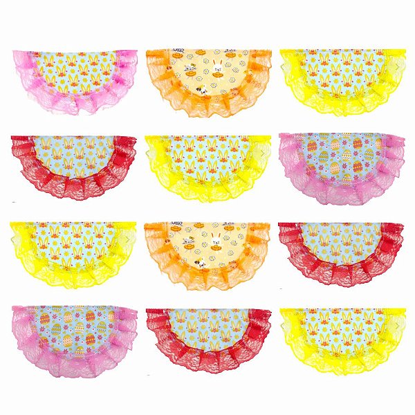 Babador Tecido Estampado com Renda Páscoa - 10 unidades