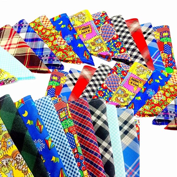 Bandanas Tricoline Estampado de Festa Junina - 10 unidades