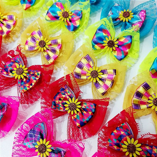 Laço Maxi Renda Estampado de Festa Junina - 10 unidades