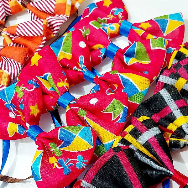 Gravata Borboleta Tecido Estampado de Festa Junina - 10 unidades
