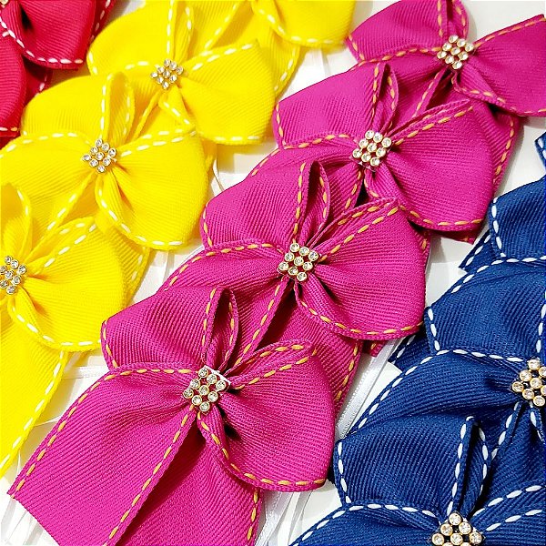 Laço Pescoço Jeans Strass - 10 unidades