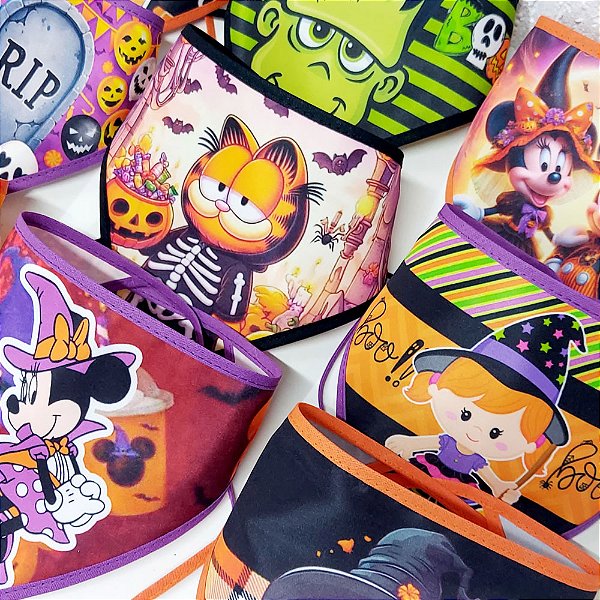 Bandanas Tecido Estampado Halloween - 10 unidades