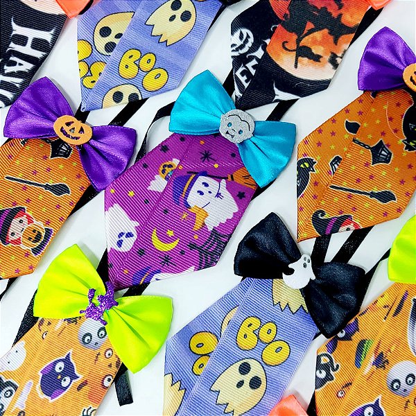 Gravata Social Laço Estampado Halloween - 10 unidades