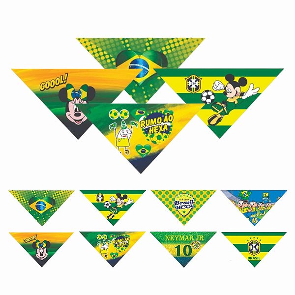 Bandanas Tecido Estampado Copa Brasil - 10 unidades