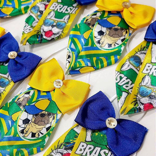 Gravata Social Estampado com Laço Copa Brasil - 10 unidades