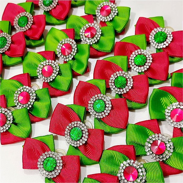 Laço X Strass de Natal - 10 unidades