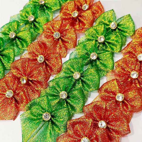 Laço de Ponta Lurex de Natal - 10 unidades