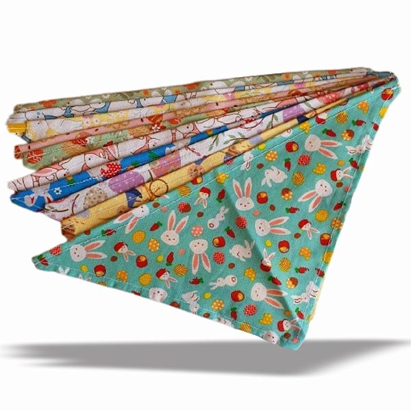 Bandanas Tricoline Estampado de Páscoa - 10 unidades