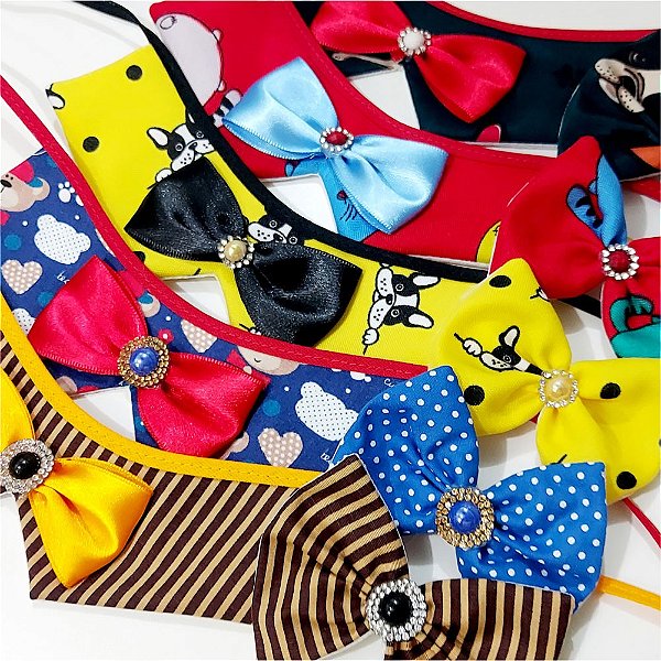 Conjunto Laço Maxi e Colarinho Tricoline Estampado - 10 unidades