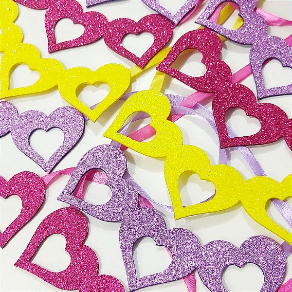 Gargantilha 3 Coração EVA - 10 unidades