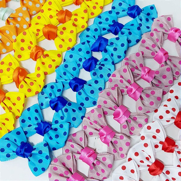 Laço X Estampado Mocinha Poá - 10 unidades