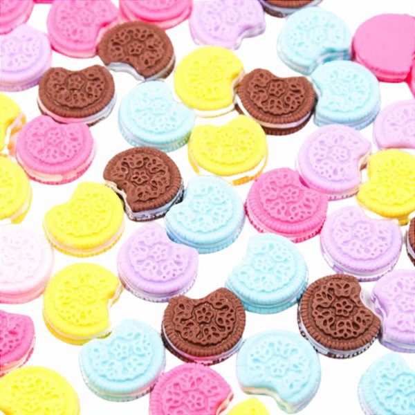 Laço de Penteado Bolacha de Resina - 10 unidades