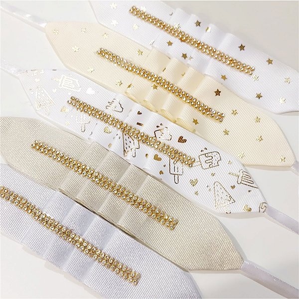 Gargantilha Plissada Sortidos Strass de Ano Novo - 10 unidades