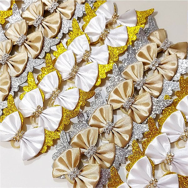 Laço Borboleta Asas de Anjo EVA Ano Novo - 10 unidades