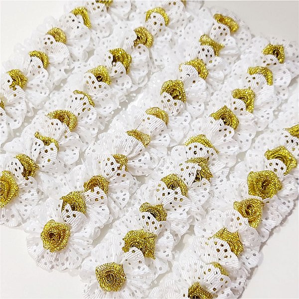 Laço Fuxico Vazado Rococó Ano Novo - 10 unidades