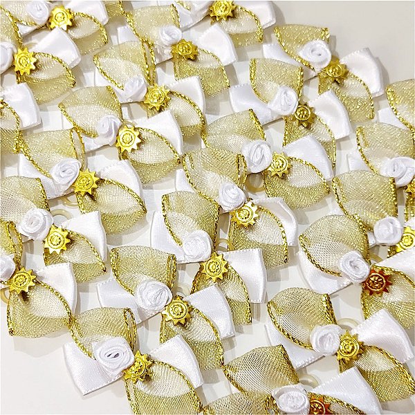 Laço X Duplo Lurex Rococó de Ano Novo - 10 unidades