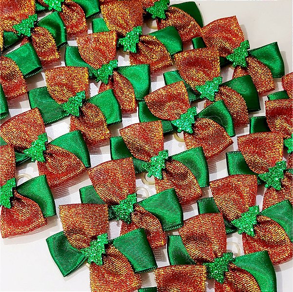 Laço X Duplo Lurex Arvore EVA Natal - 10 unidades